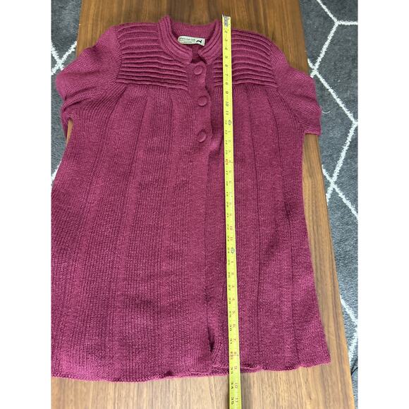 Peruvian Link 100% Alpaca three button long cardigan in Merlot. One Size - Picture 7 of 7